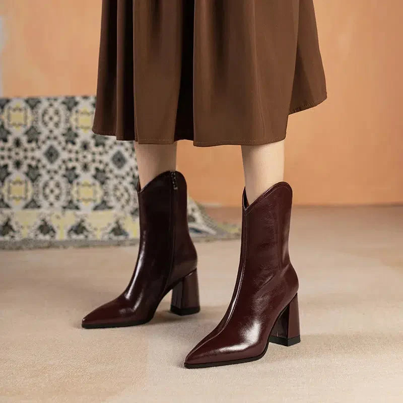 Bottine bout pointu talon carre-Old Money