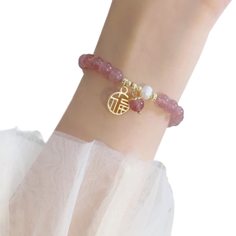 Bracelet pierre de lune rose