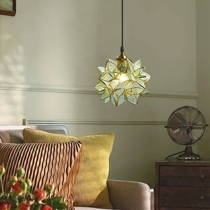 Suspension Capiz en Coquillage - Élégante Lampe en Métal et Verre pour Salon et Salle à Manger