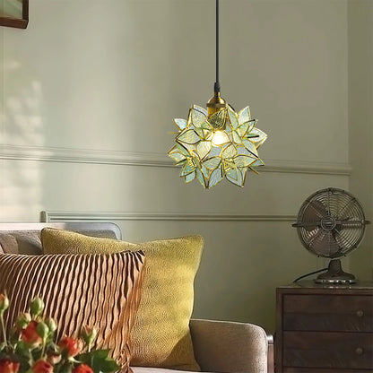 Suspension Capiz en Coquillage - Élégante Lampe en Métal et Verre pour Salon et Salle à Manger