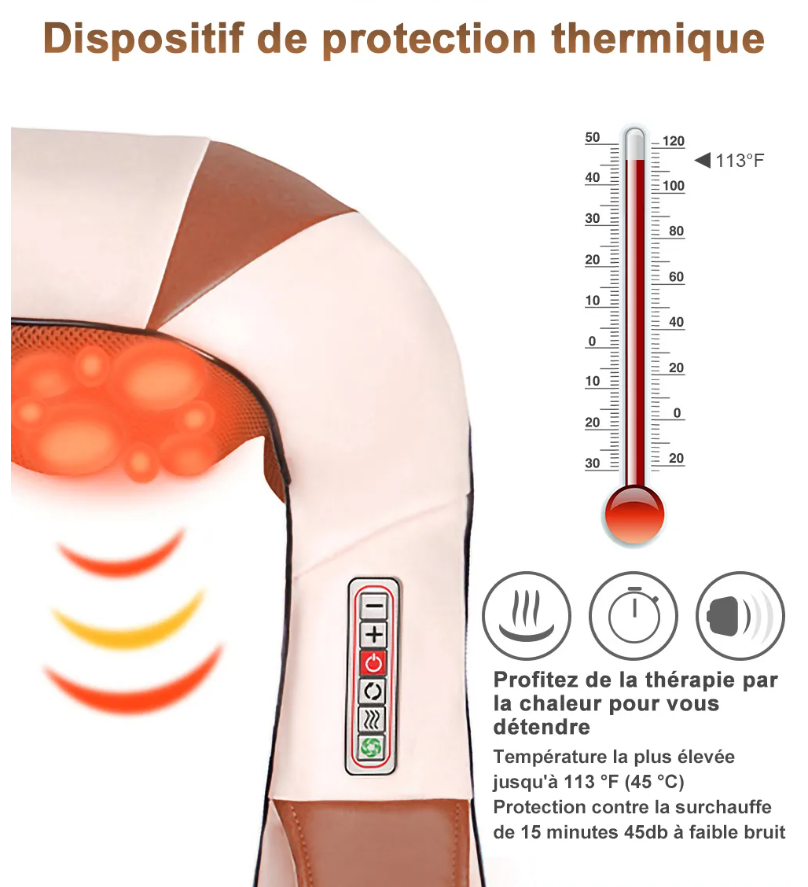 Masseur Shiatsu Chauffant Professionnel Corps Complet+ Adaptateur Voiture Offert 🎁