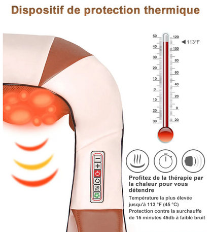 Masseur Shiatsu Chauffant Professionnel Corps Complet+ Adaptateur Voiture Offert 🎁