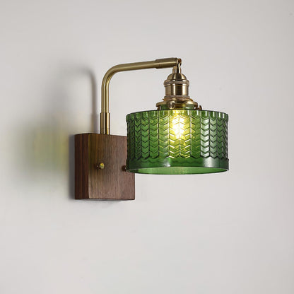 Applique Murale Camela – Éclairage Rustique avec Verre Artisanal et Base en Bois