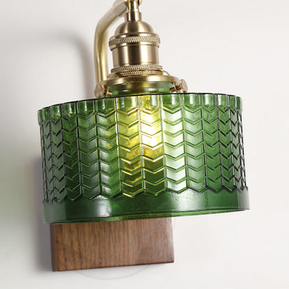 Applique Murale Camela – Éclairage Rustique avec Verre Artisanal et Base en Bois