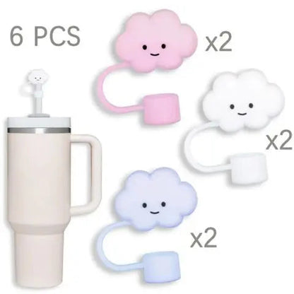 Lot de 3 couvercles de paille en silicone souple en forme de nuage
