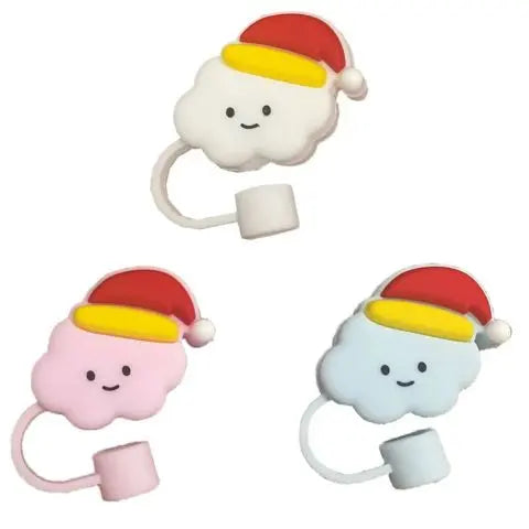 Lot de 3 couvercles de paille en silicone souple en forme de nuage