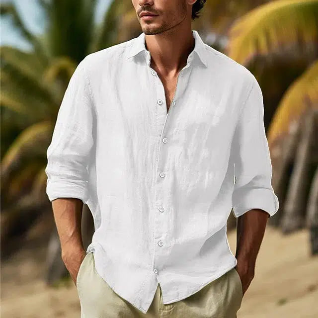 Chemise en lin homme blanc du nil-Old Money