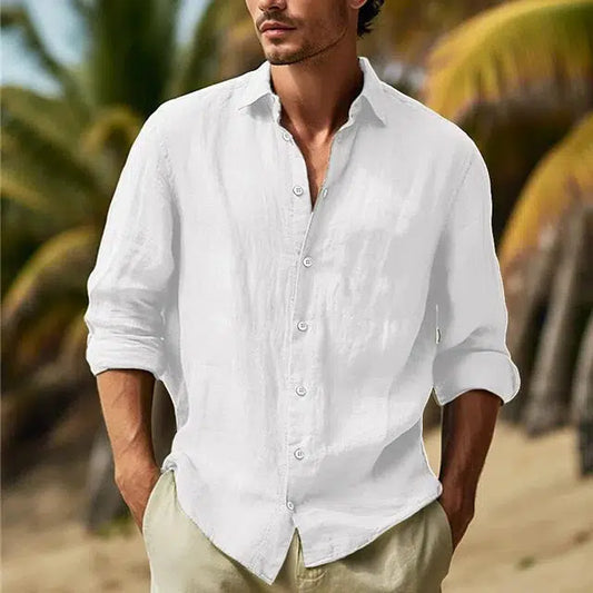 Chemise en lin homme blanc du nil-Old Money