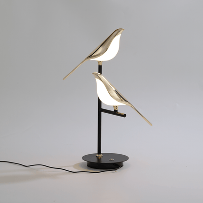 Lampe de Bureau LED BirdLamp – Design Postmoderne en Or Galvanisé
