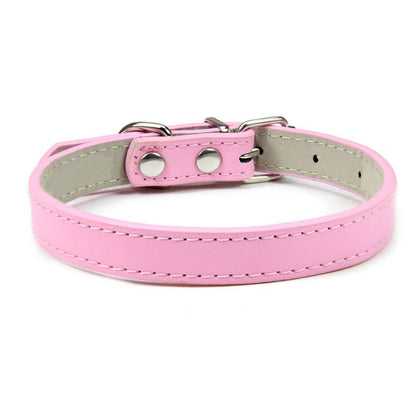 Collier Chien Cuir Rose