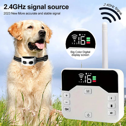 Clôture Sans Fil & Collier de Dressage 2-en-1 pour Chien – Étanche, Rechargeable, Portée 300 m