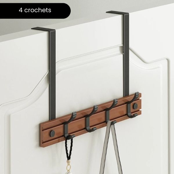 Porte manteau porte bois brun 4 crochets