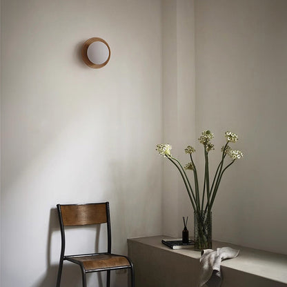 Applique Murale Minimaliste en Bois et Verre - Design Moderne en Blanc Naturel