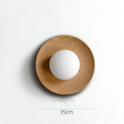 Applique Murale Minimaliste en Bois et Verre - Design Moderne en Blanc Naturel