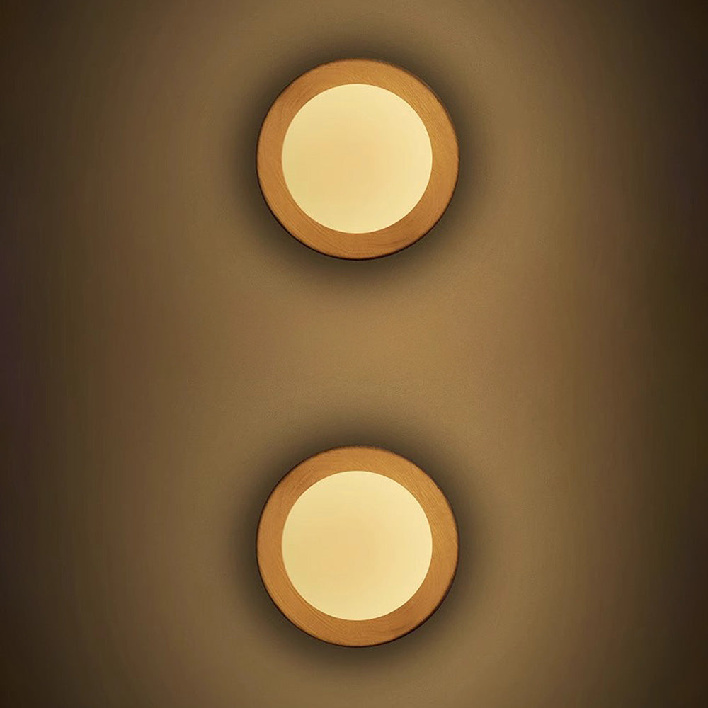 Applique Murale Minimaliste en Bois et Verre - Design Moderne en Blanc Naturel