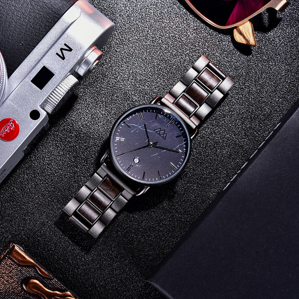 Montre en Bois Homme Marbre - Targone Noir
