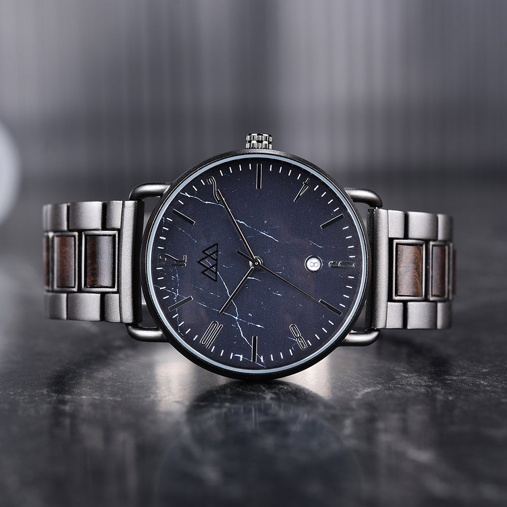 Montre en Bois Homme Marbre - Targone Noir