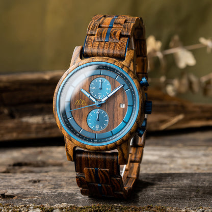 Montre en bois Homme - Brooklyn Azur
