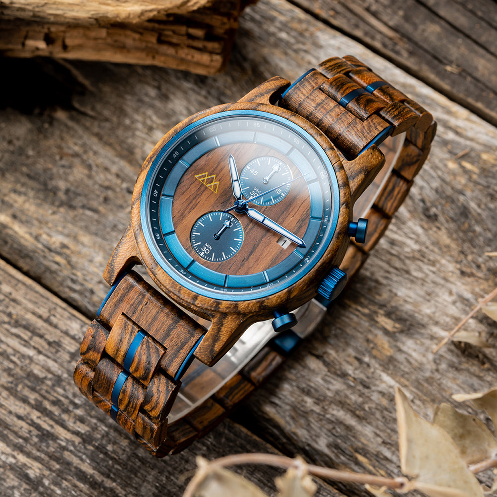 Montre en bois Homme - Brooklyn Azur