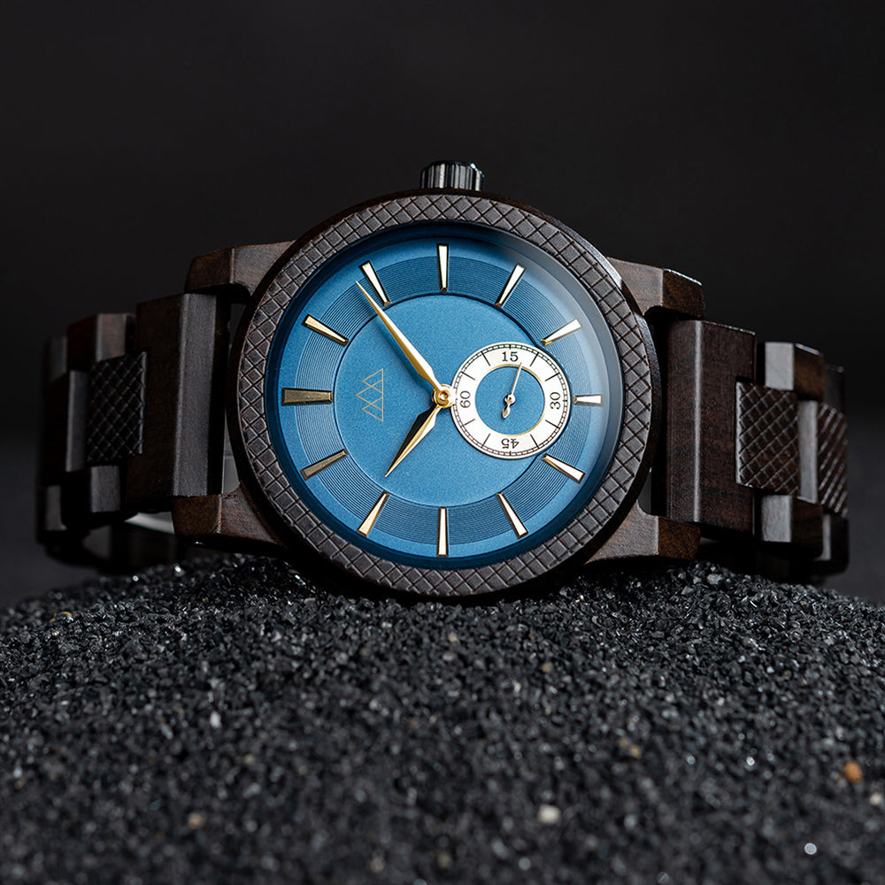 Montre Homme Bois - Teriol Blue