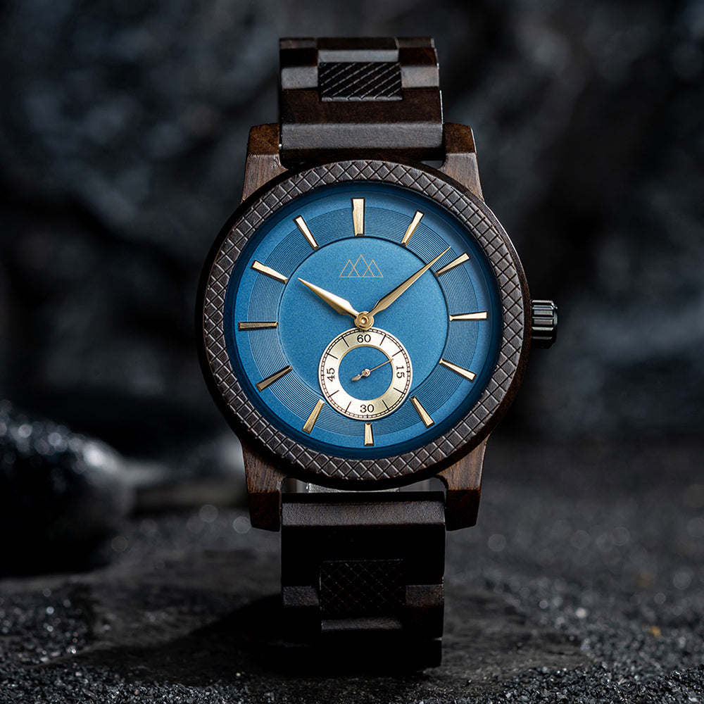 Montre Homme Bois - Teriol Blue
