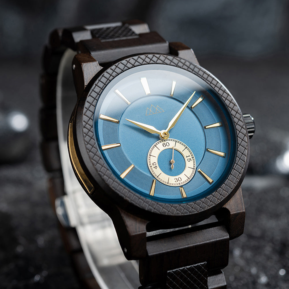 Montre Homme Bois - Teriol Blue