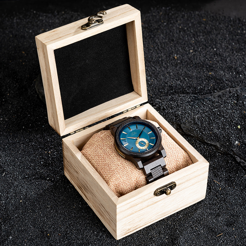 Montre Homme Bois - Teriol Blue