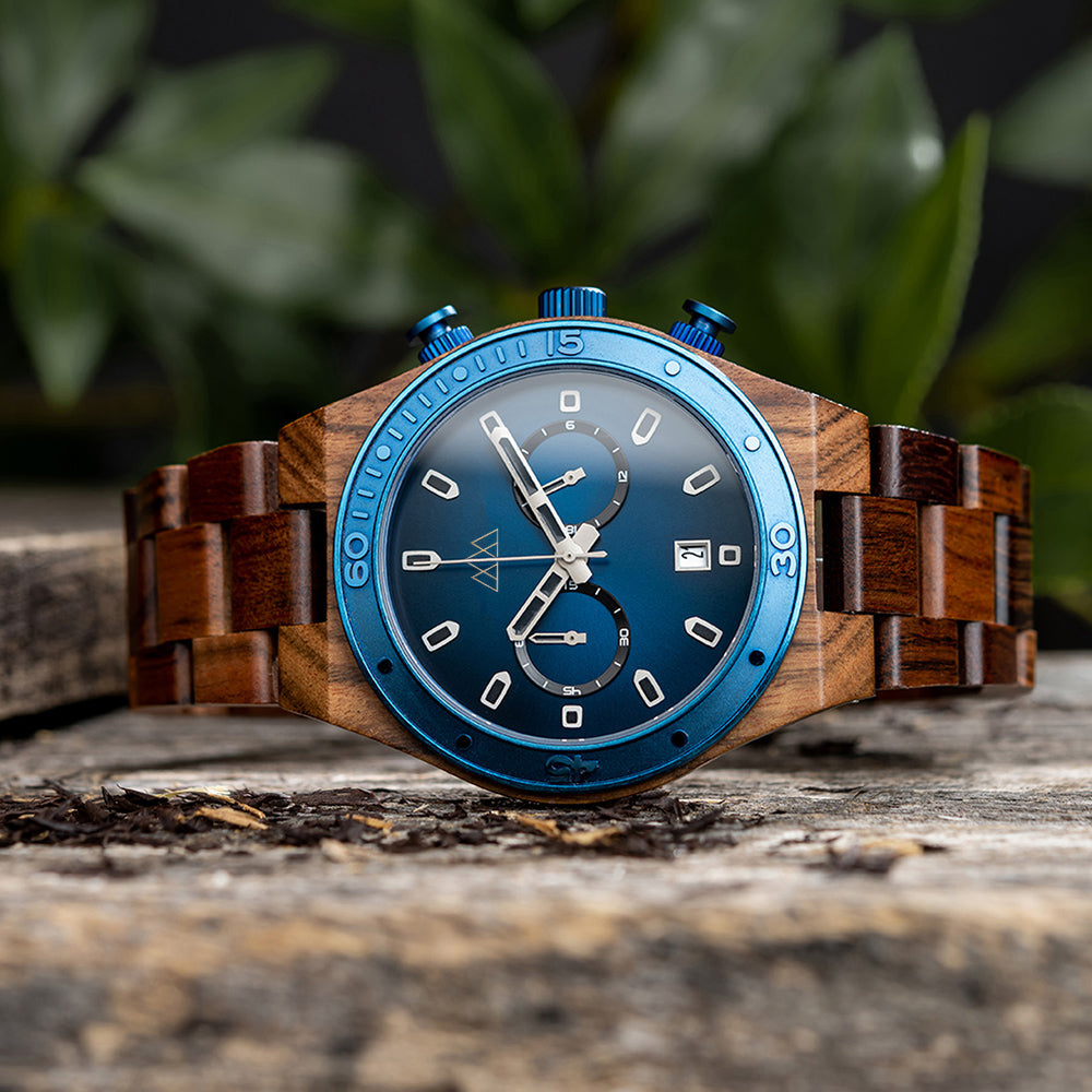 Montre en Bois Pour Homme - Roadster Blue