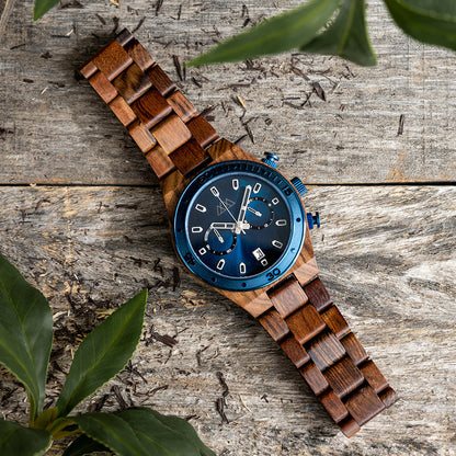 Montre en Bois Pour Homme - Roadster Blue