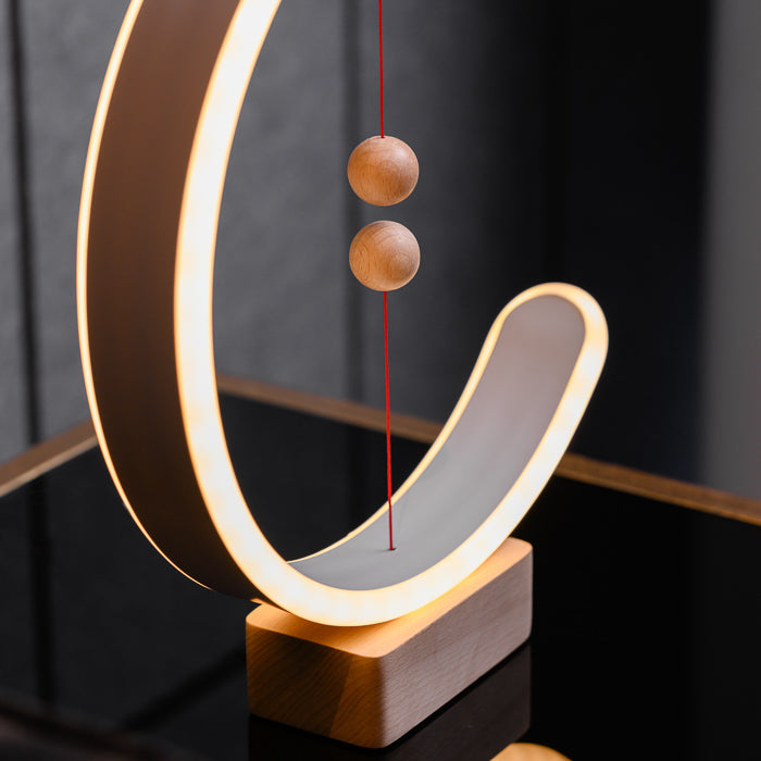 Lampe Aimante - Applique Murale Moderne à Magnétisme Unique, Design Innovant avec Base en Bois
