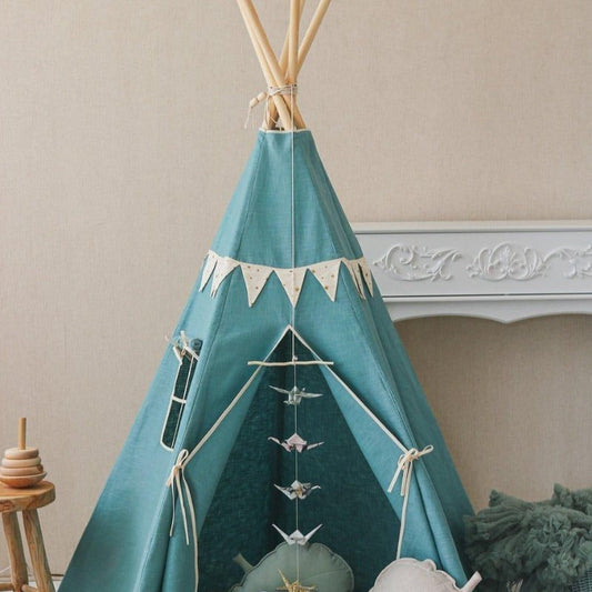 Ensemble Tipi « Étoile d'or » avec guirlande et tapis