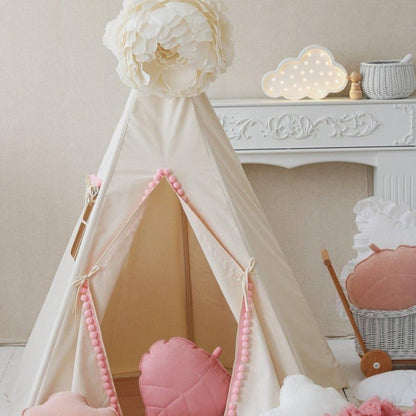 Ensemble Tipi « Fluffy Pompoms » avec Pompons et Tapis