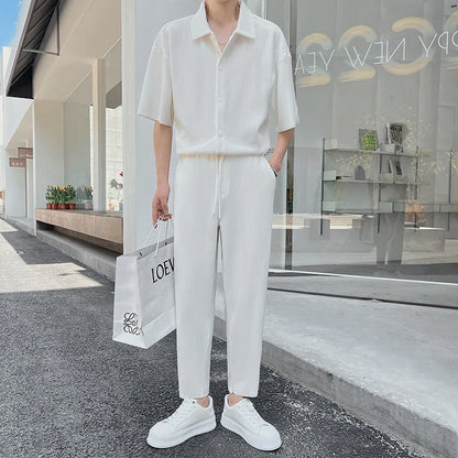 Ensemble plissé homme blanc