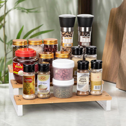 Etagère à épices en bambou pour comptoir de cuisine