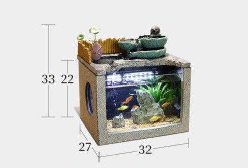 Fontaine avec aquarium à poisson