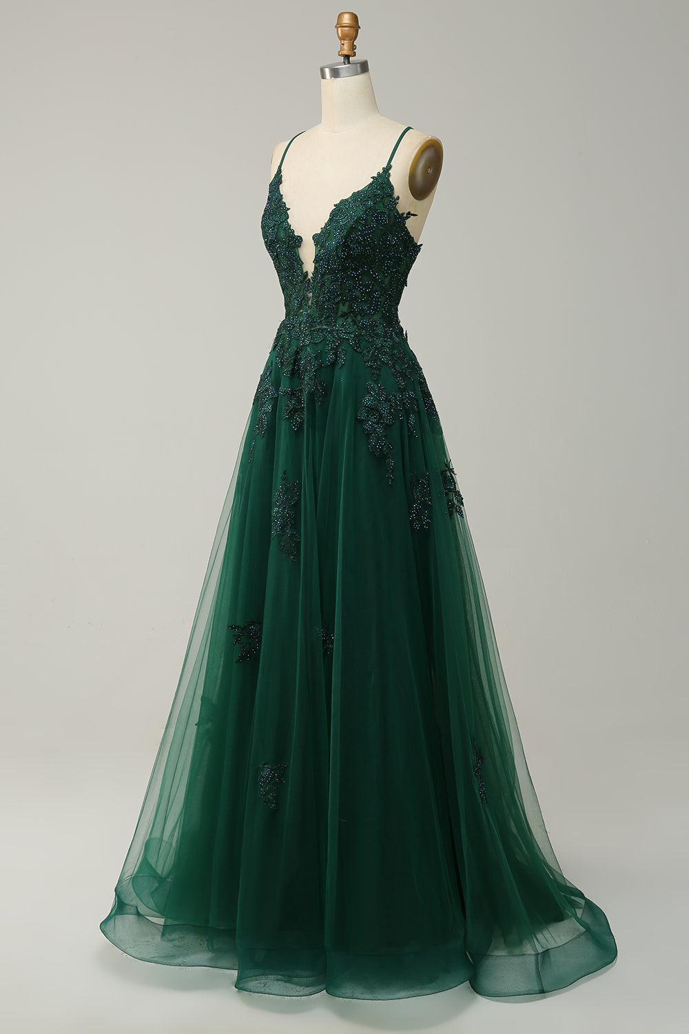 Robe de Bal Élégance Julia – Coupe A-Ligne, Bretelles Fines, Corset Ajustable, Élégance Intemporelle