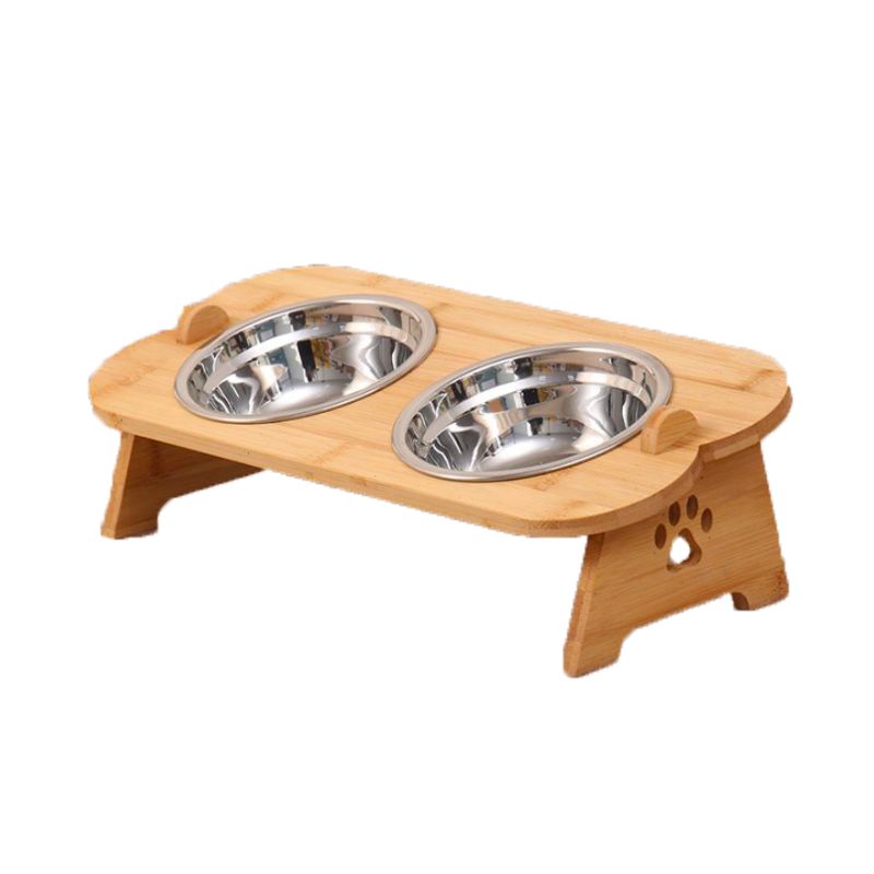 Gamelle Chien Bois
