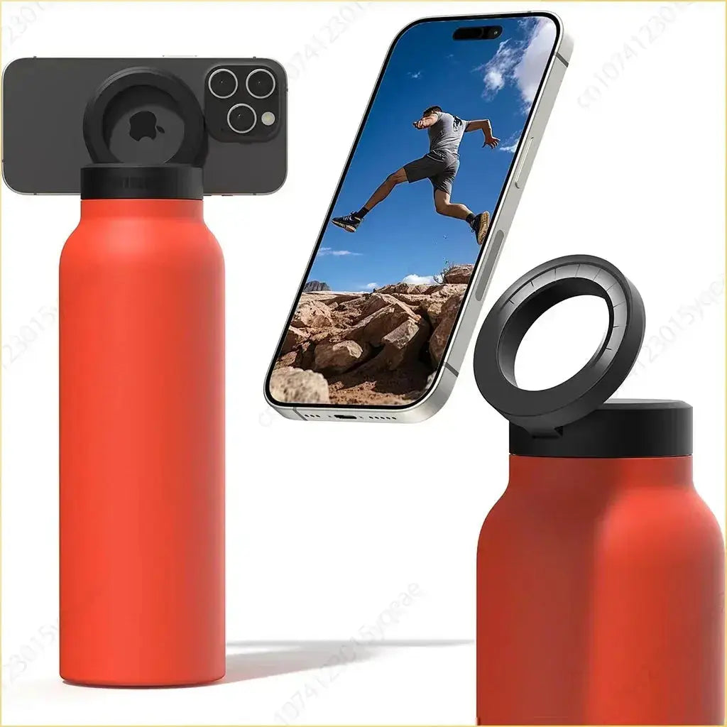 Gourde Magnétique 710 ml (Inox) avec Support de Smartphone et Tablette