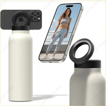 Gourde Magnétique 710 ml (Inox) avec Support de Smartphone et Tablette