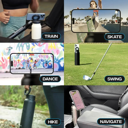 Gourde Magnétique 710 ml (Inox) avec Support de Smartphone et Tablette