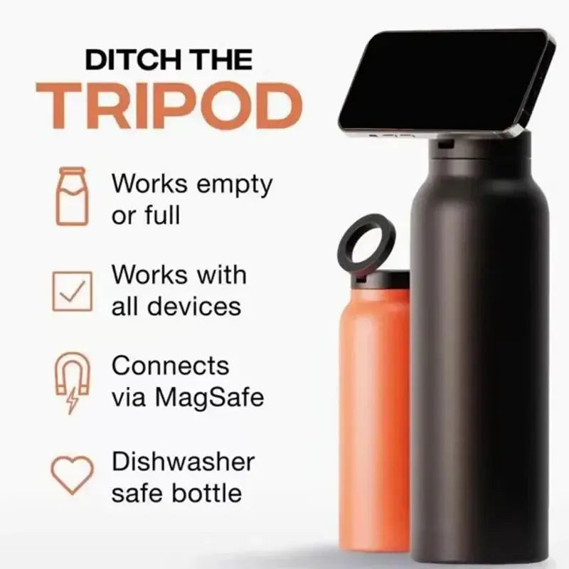 Gourde Magnétique 710 ml (Inox) avec Support de Smartphone et Tablette