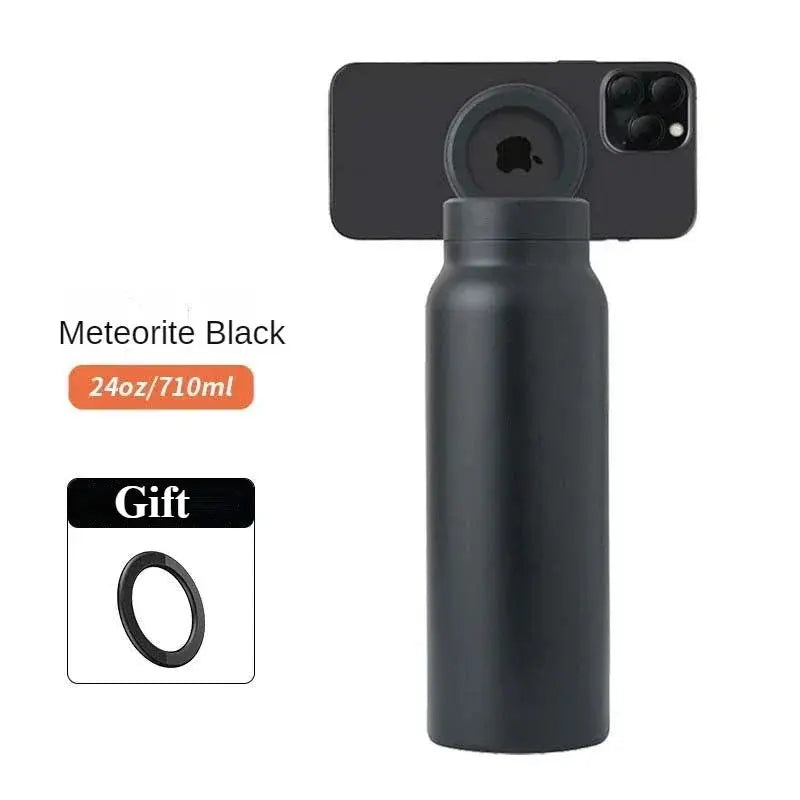 Gourde Magnétique 710 ml (Inox) avec Support de Smartphone et Tablette