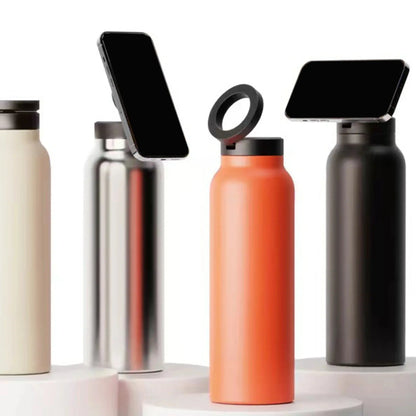 Gourde Magnétique 710 ml (Inox) avec Support de Smartphone et Tablette