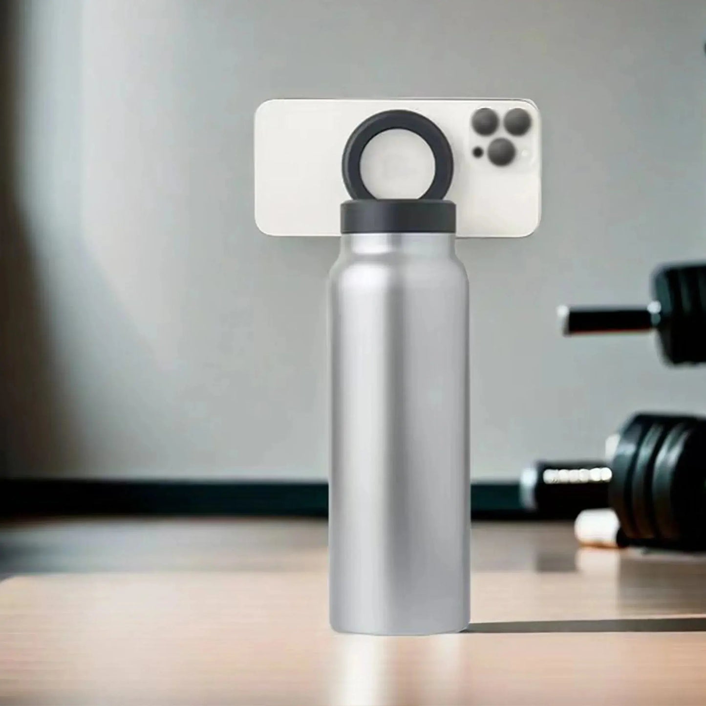 Gourde Magnétique 710 ml (Inox) avec Support de Smartphone et Tablette