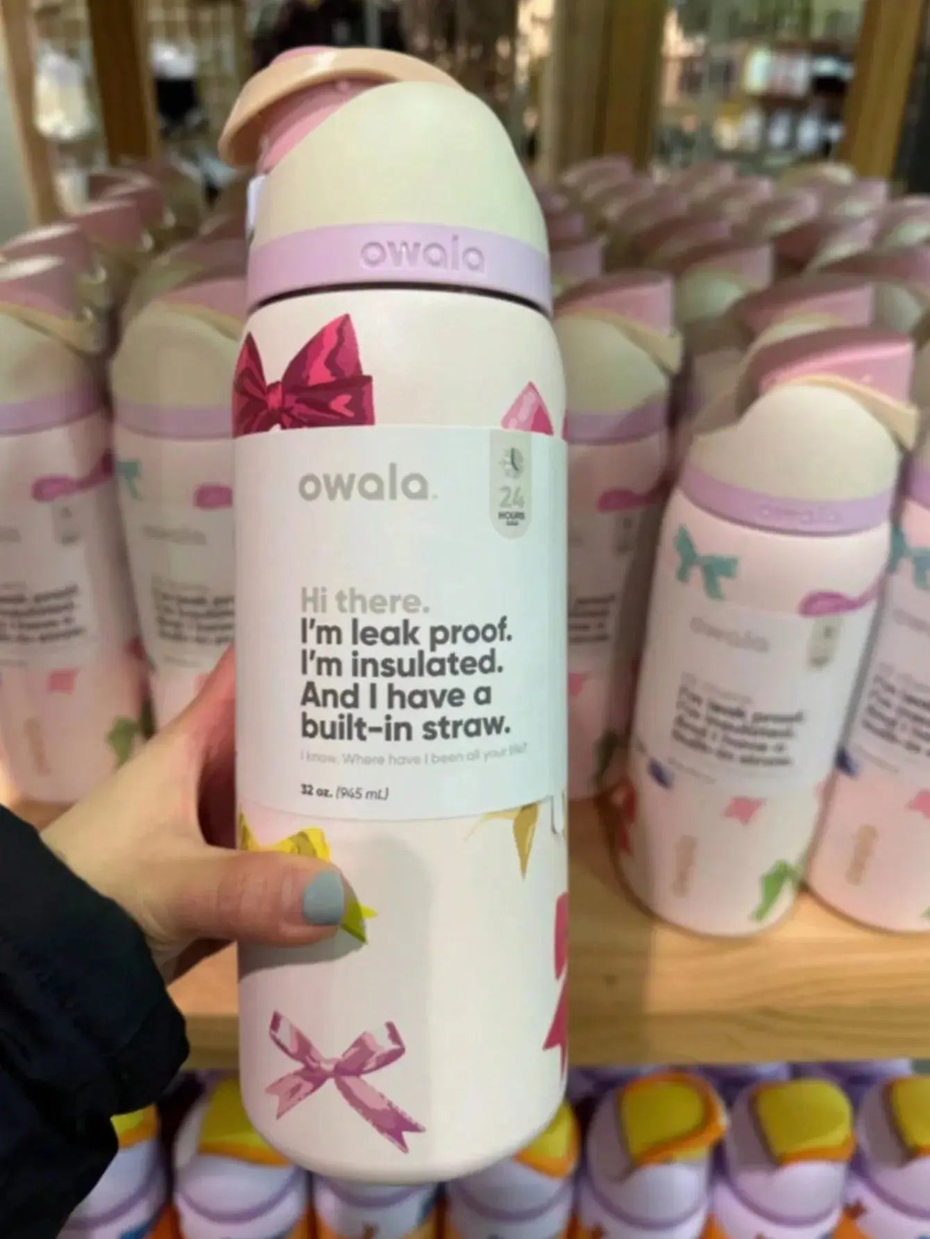 Gourde Owala Bow Rose Papillon 32oz