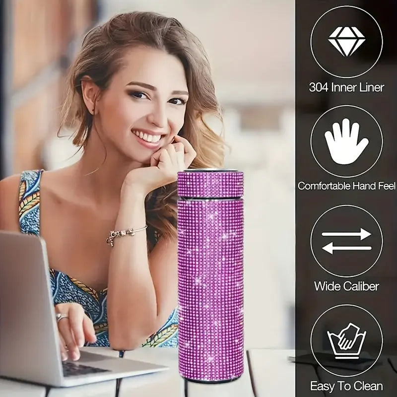 Gourde d'Eau Isotherme en Inox strass et diamant 500ml