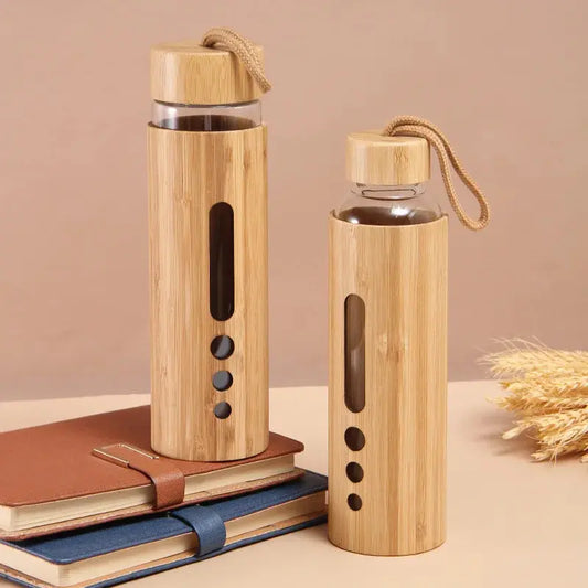 Gourde d'Eau en Verre borosilicate incassable Bambou 500ml