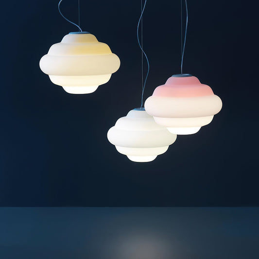 Suspension Gradient Cloudy en Verre Mat - Éclairage LED Décoratif Coloré