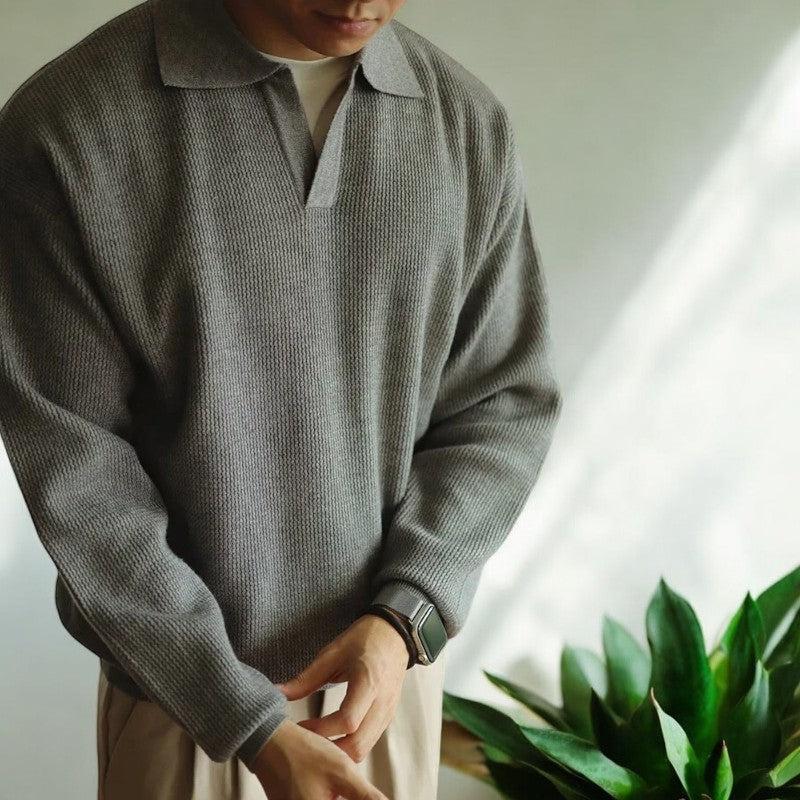 Grey long sleeve polo