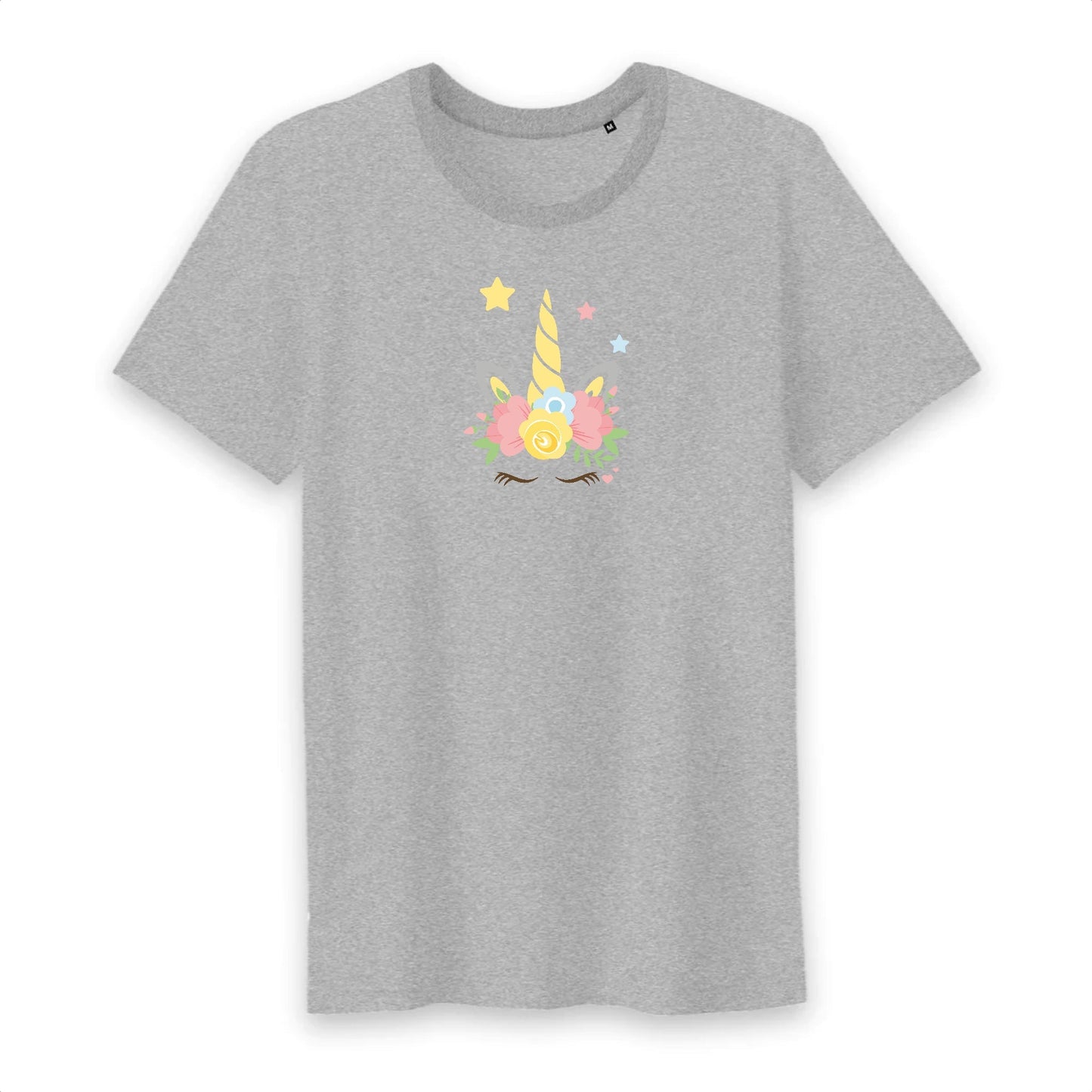 T shirt homme col rond Licorne couronne fleurs